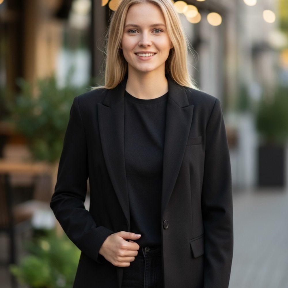 Chaus Women's Classic Black Suit Jacket Blazer Formal Lined Business Size 8